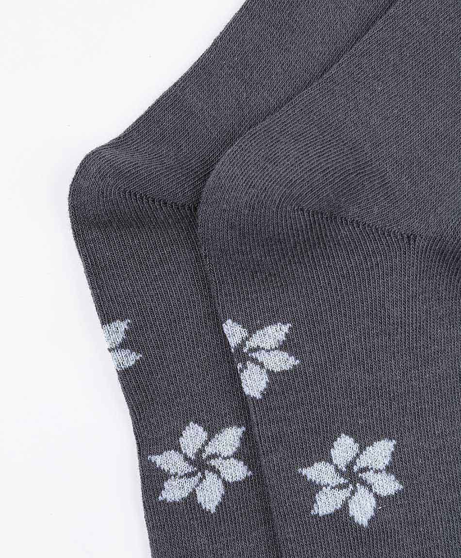 Panty escolar algod&oacute;n gris flor blanca