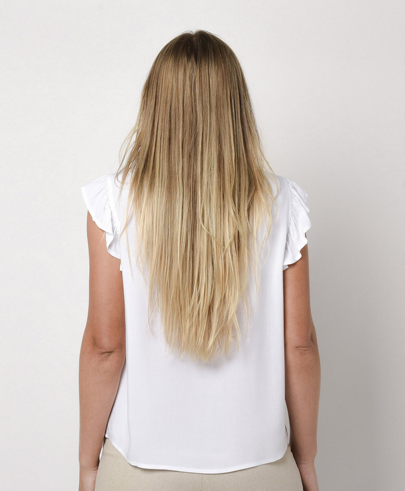 Blusa mujer mini manga botones blanca Blusa mujer mini manga botones blanca