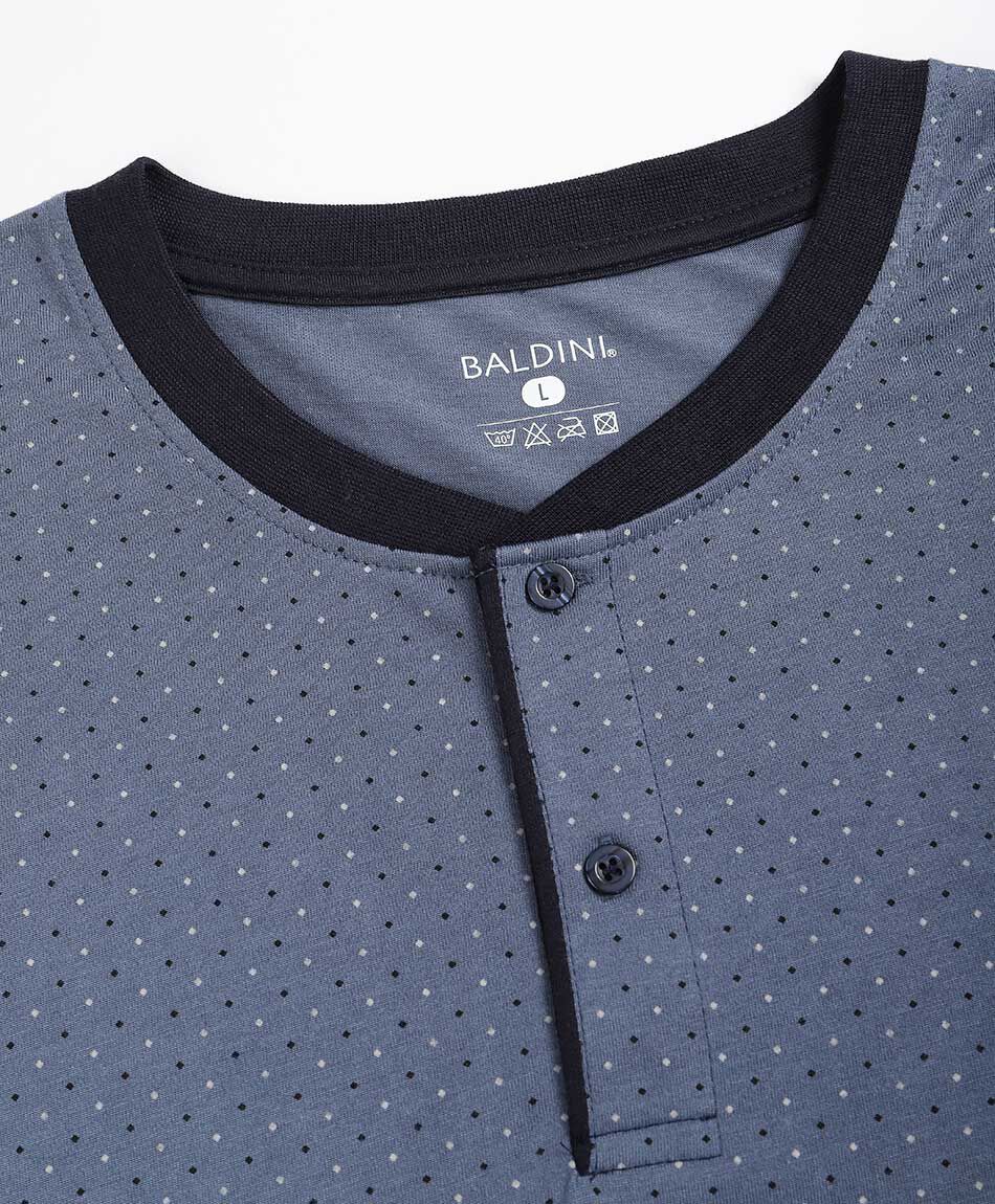 Pijama hombre cuello abotonado pu&ntilde;os rectos