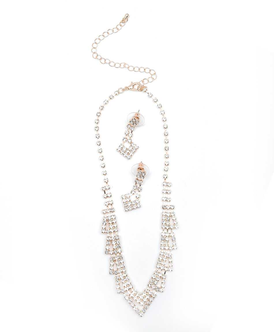 Set aros + collar mujer brillos