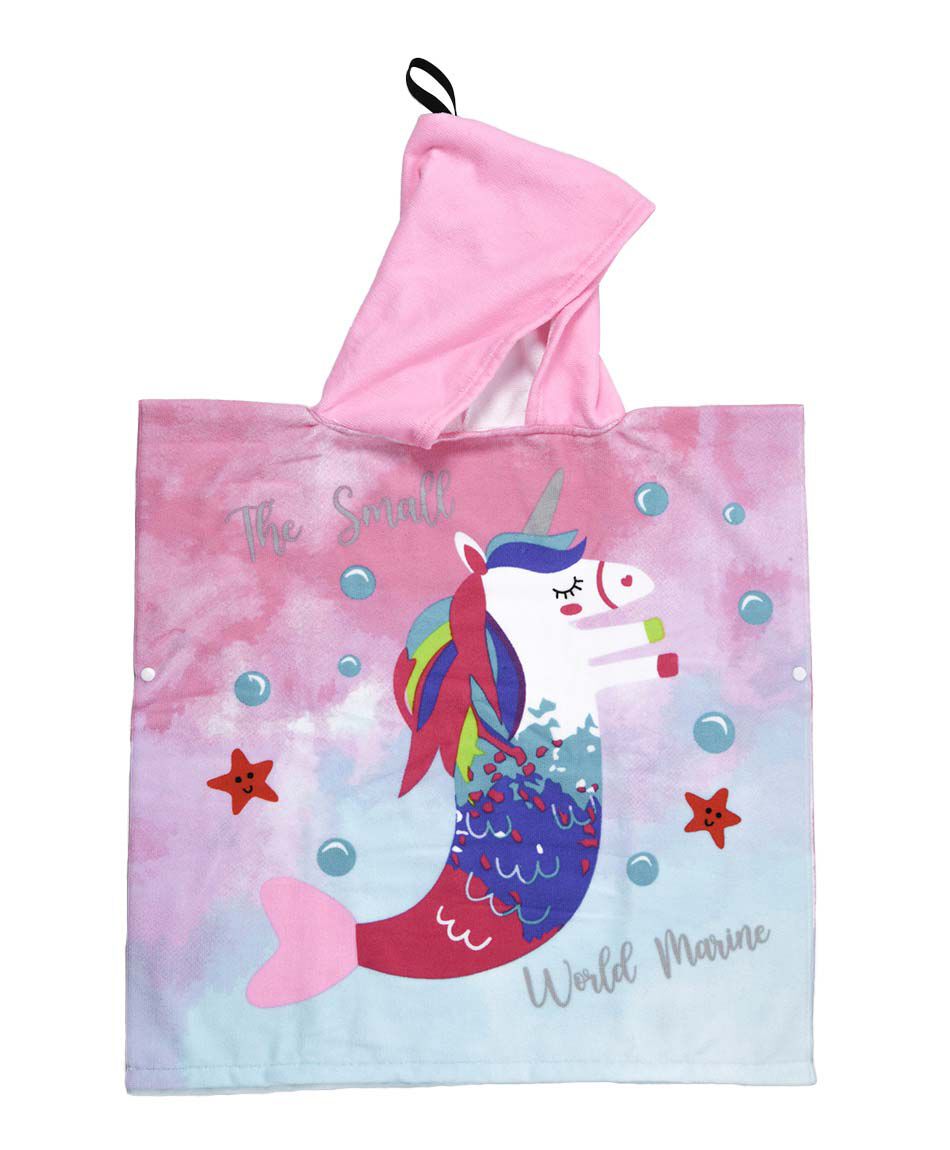 Poncho de ba&ntilde;o unicornio