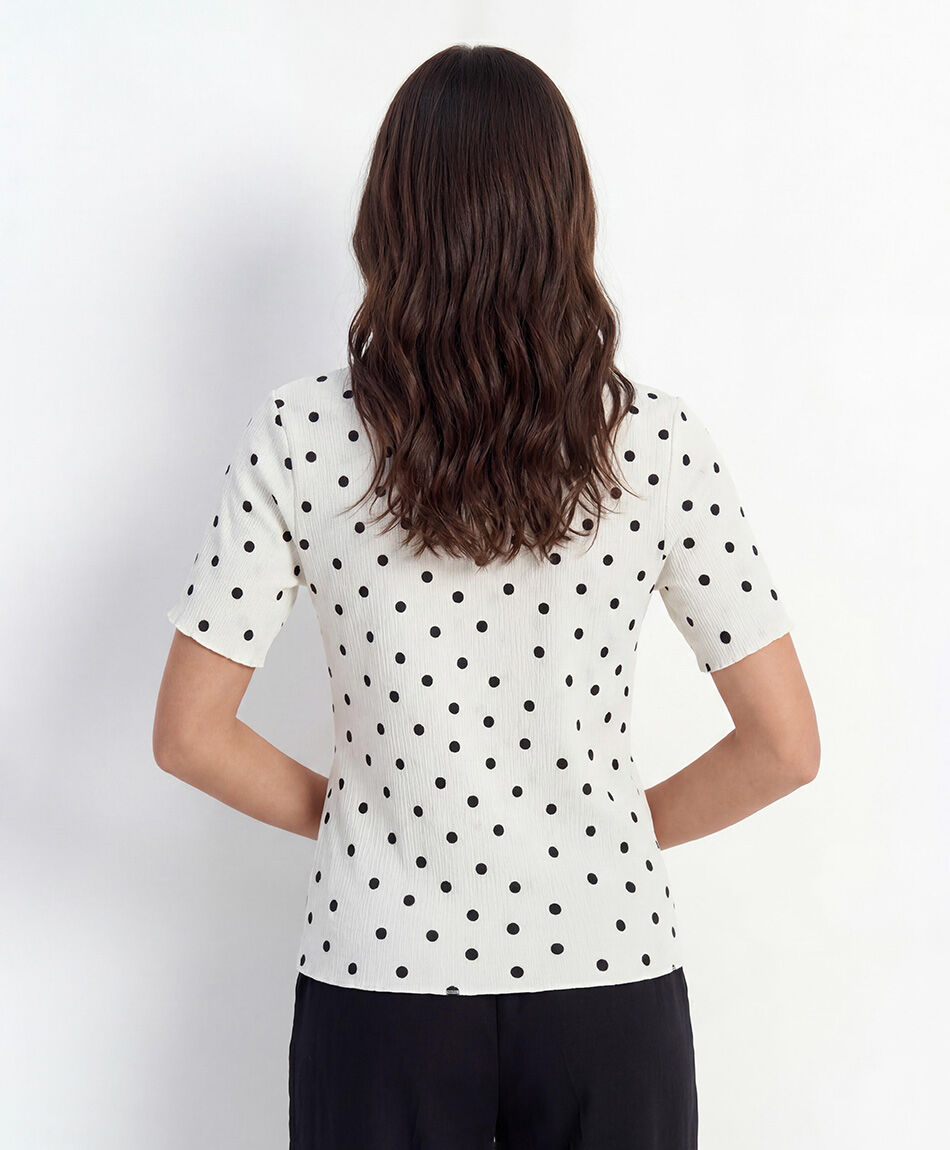 Polera mujer lunares elasticada