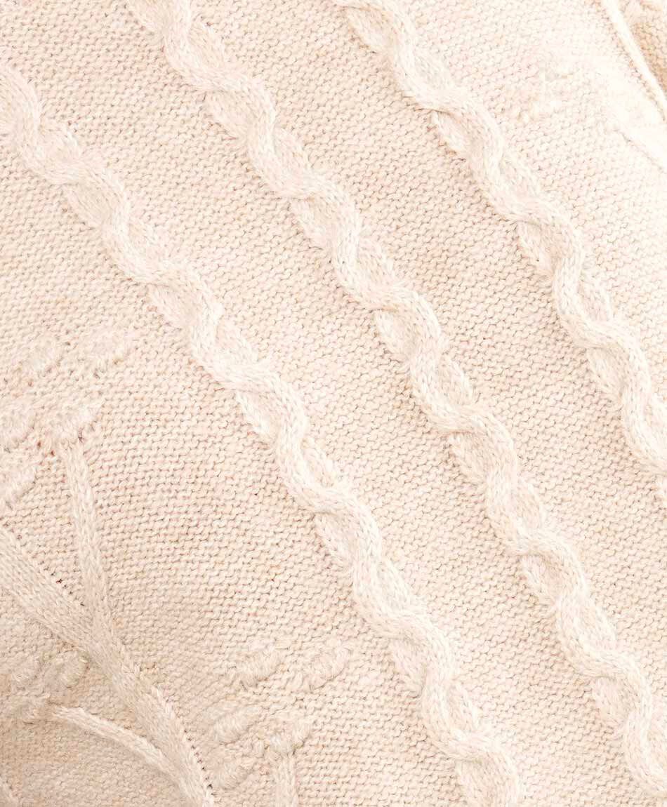 Sweater mujer bordado trenzado beige
