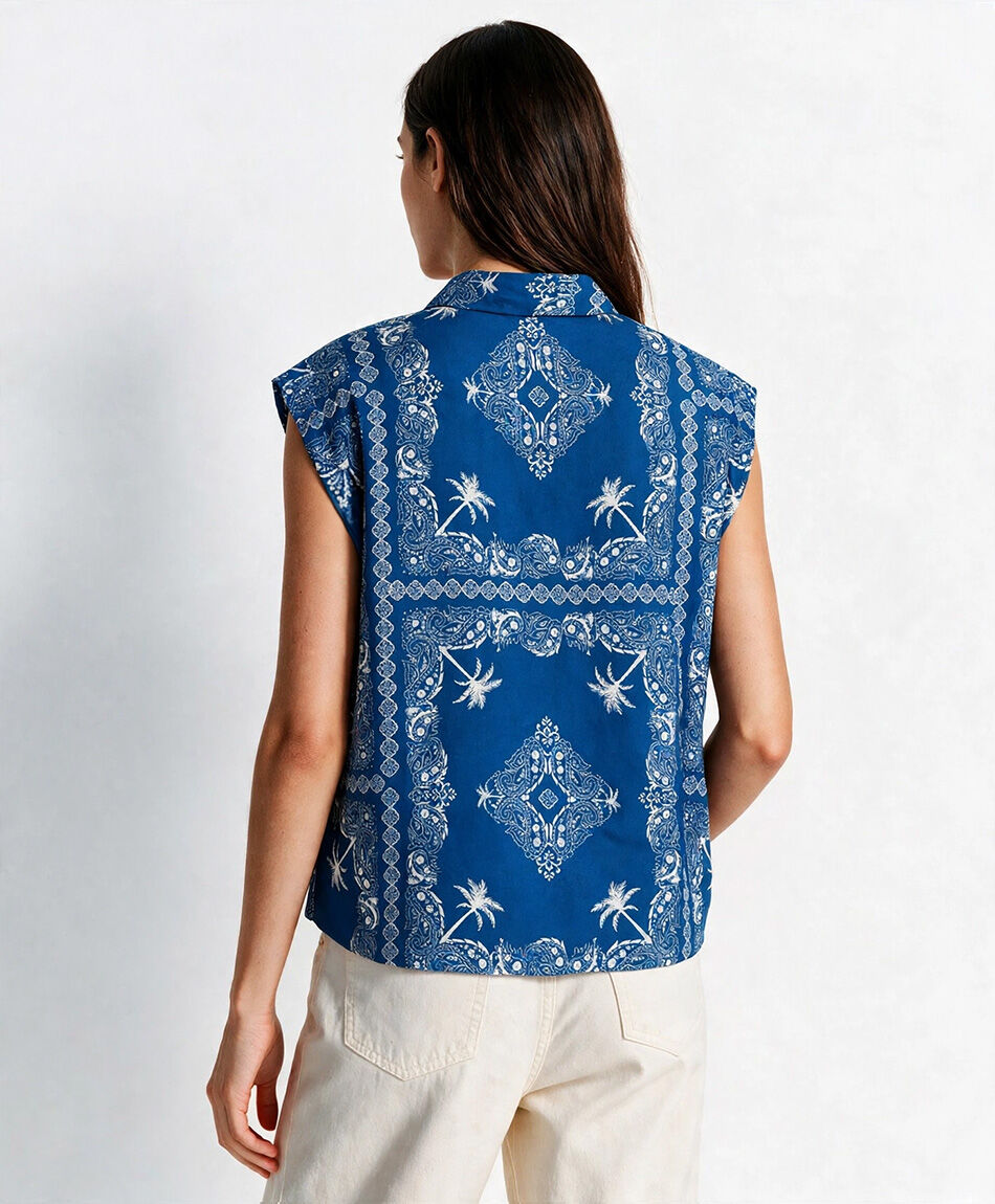 Blusa mujer print azul