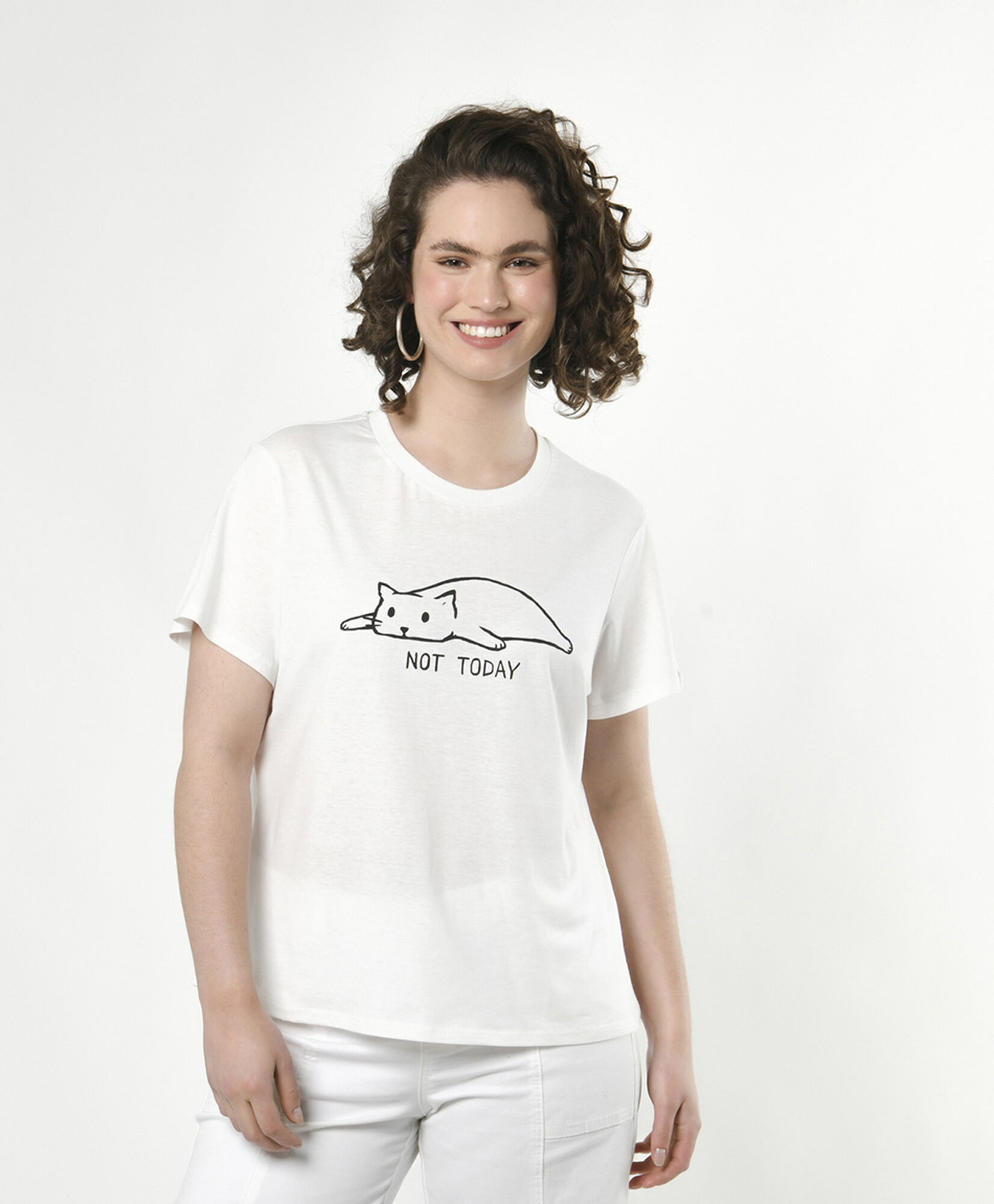 Polera mujer gato not today TRICOT - Main Image