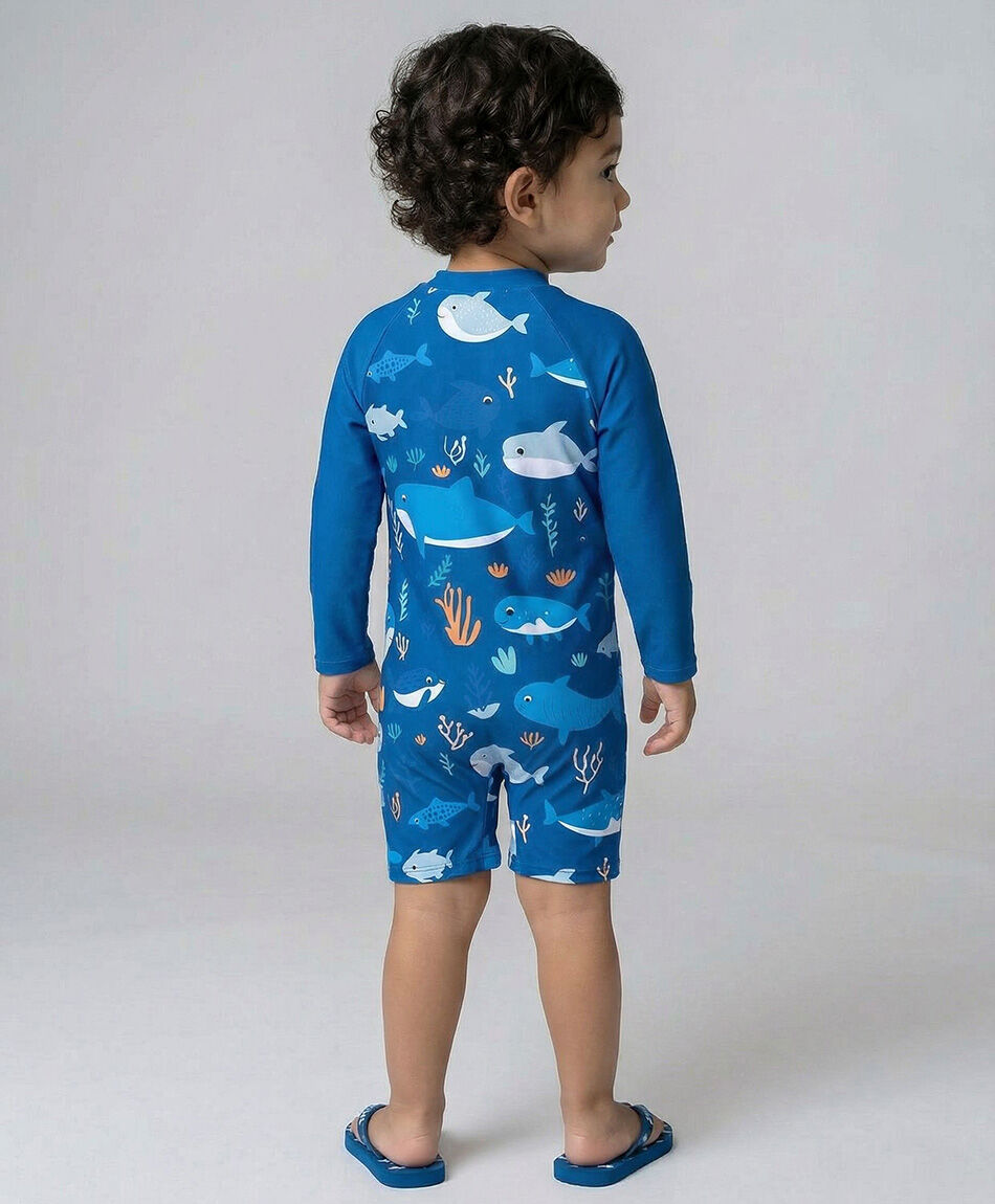 Traje de ba&ntilde;o beb&eacute; entero tiburones