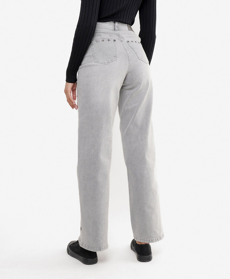 Jeans mujer estrellas bordadas wide leg