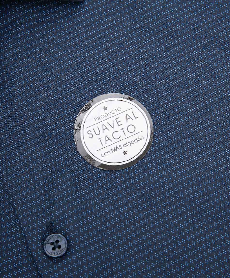 Camisa hombre mini print azul
