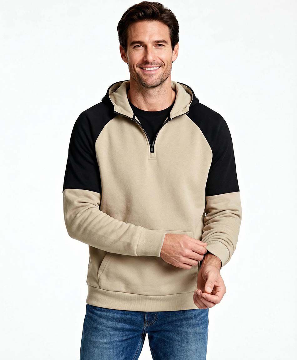 Poler&oacute;n hombre canguro zip beige