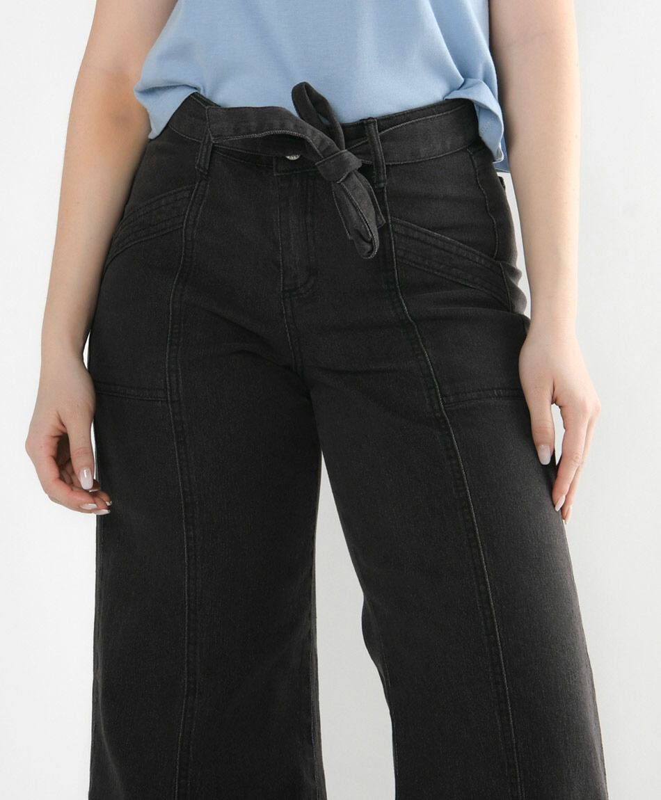 Jeans mujer costuras verticales wide