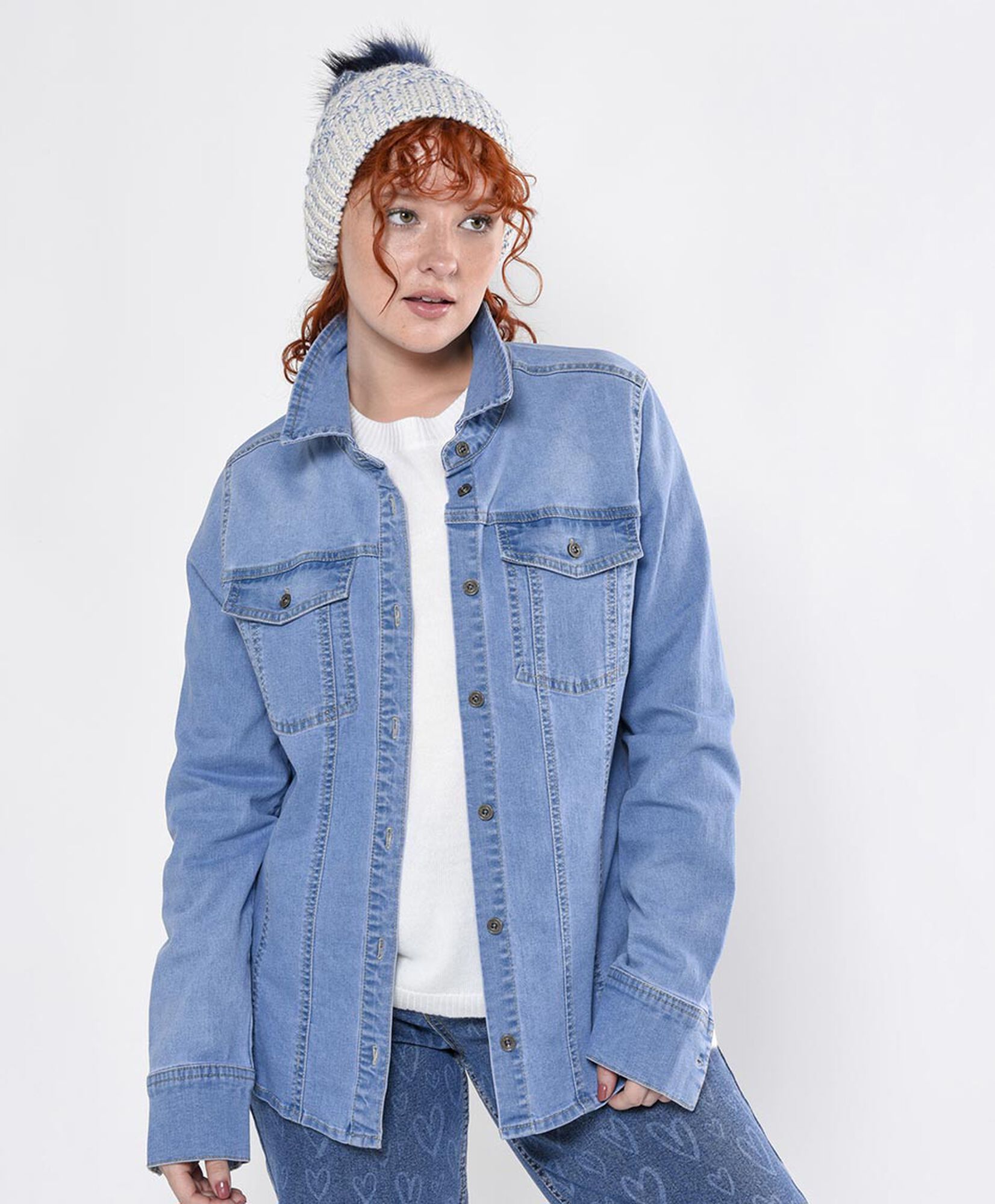 Blusa mujer denim elasticada Blusa mujer denim elasticada