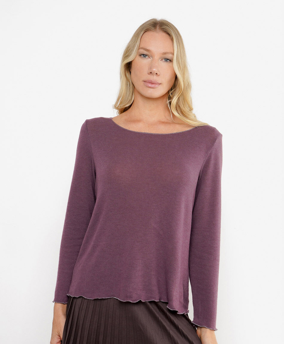 Polera mujer cuello bote lanosa