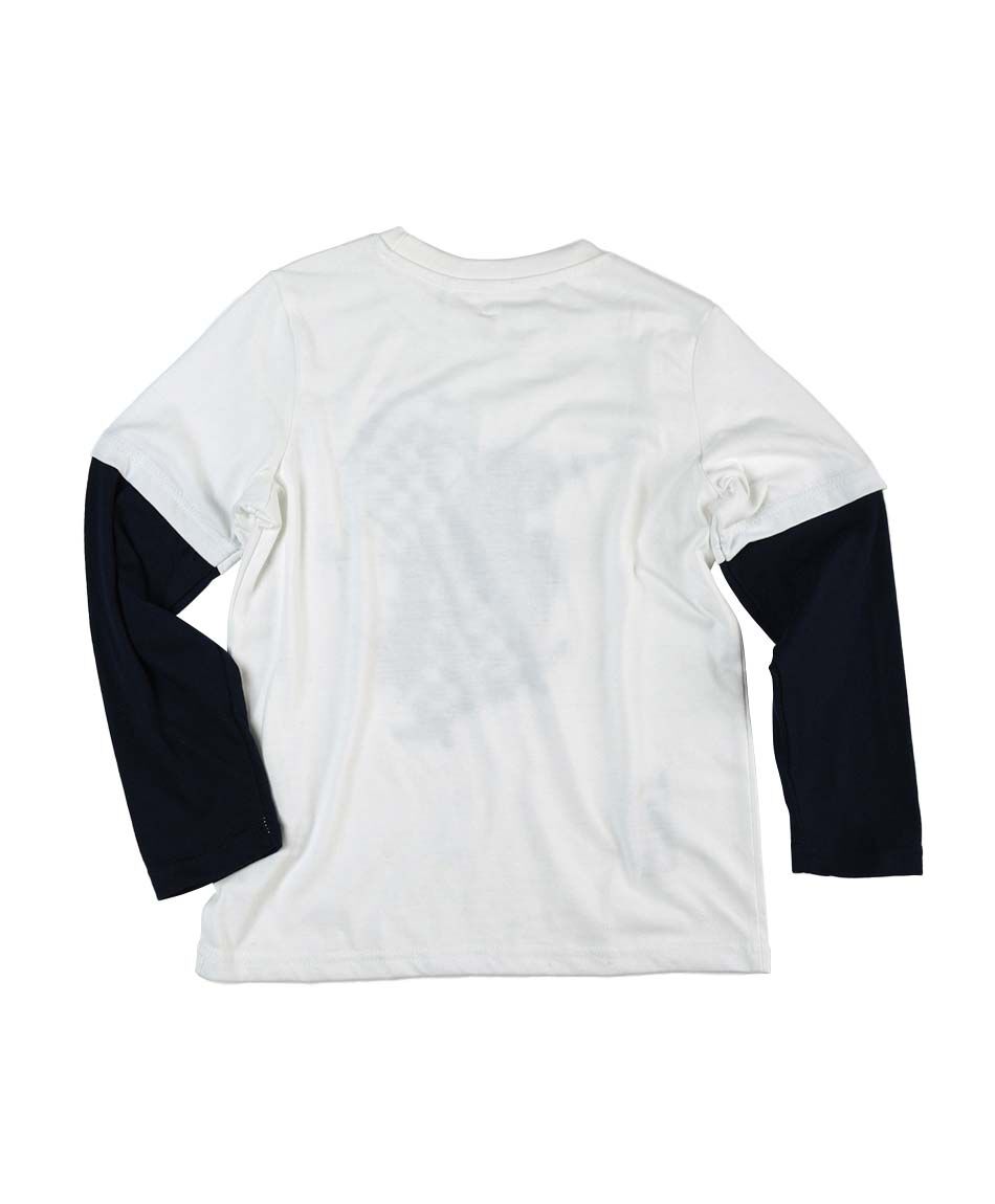 Polera ni&ntilde;o bicolor skate manga larga