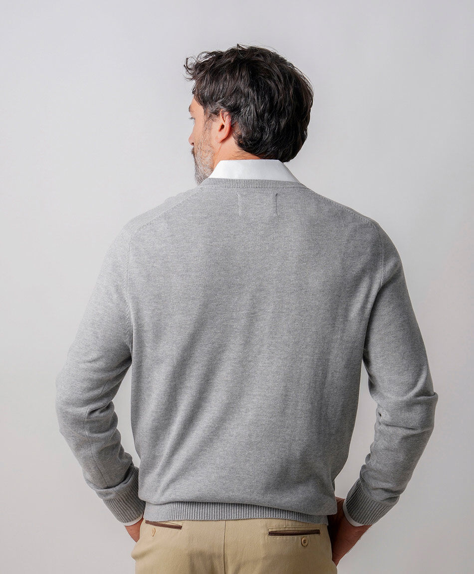 Sweater hombre cuello v grey