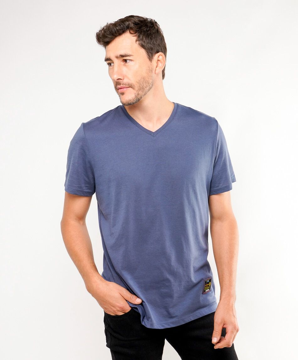 Polera hombre b&aacute;sica cuello v