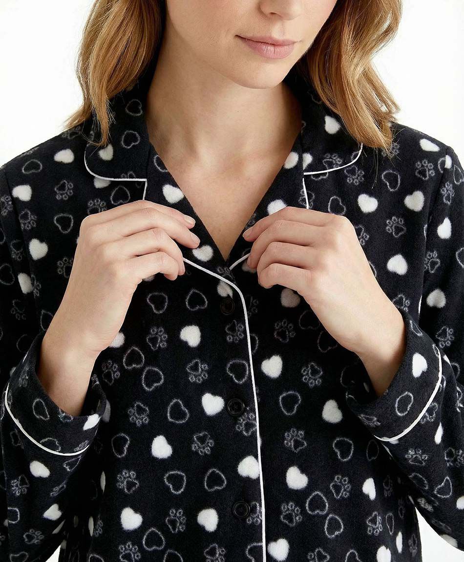 Pijama mujer dise&ntilde;o camisa corazones