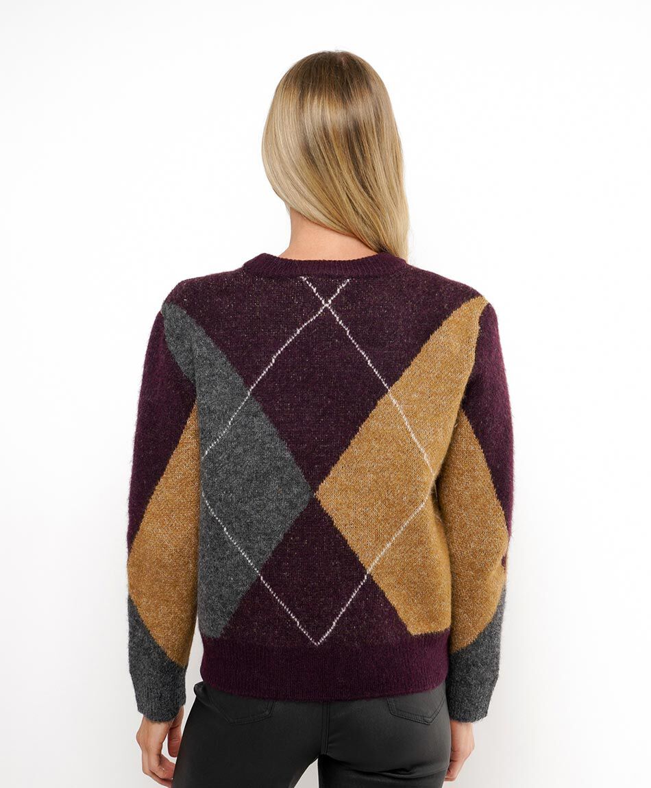 Sweater mujer rombos tricolor&nbsp;