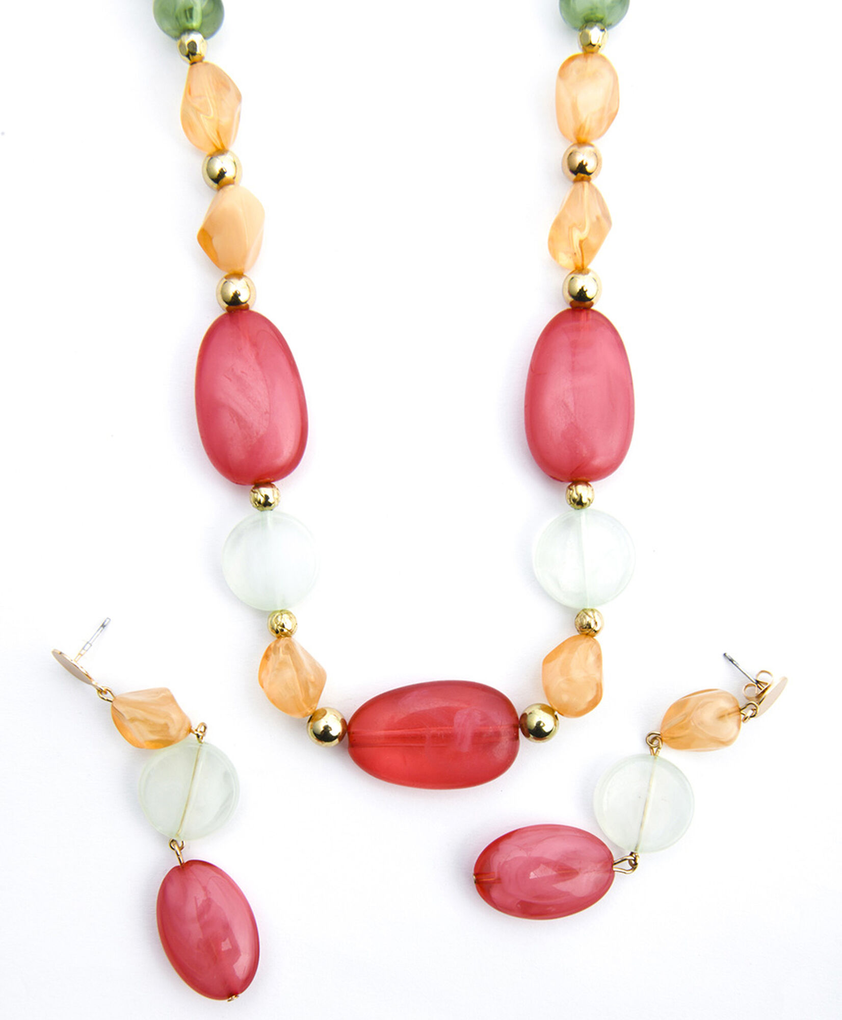 Set collar + aros mujer piedras colores Set collar + aros mujer piedras colores