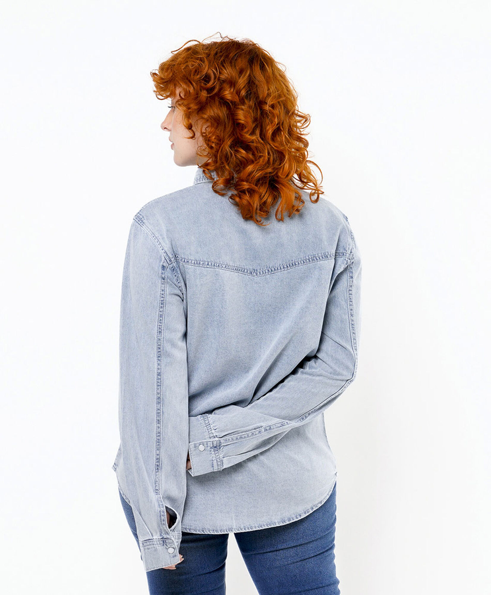 Blusa mujer denim bolsillos botones Blusa mujer denim bolsillos botones