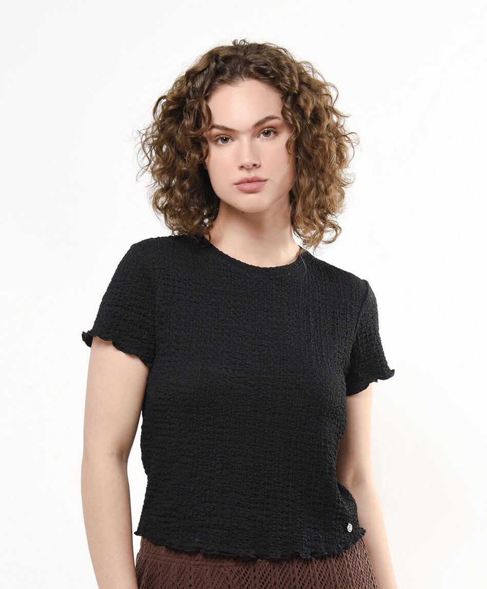 Polera mujer textura negra