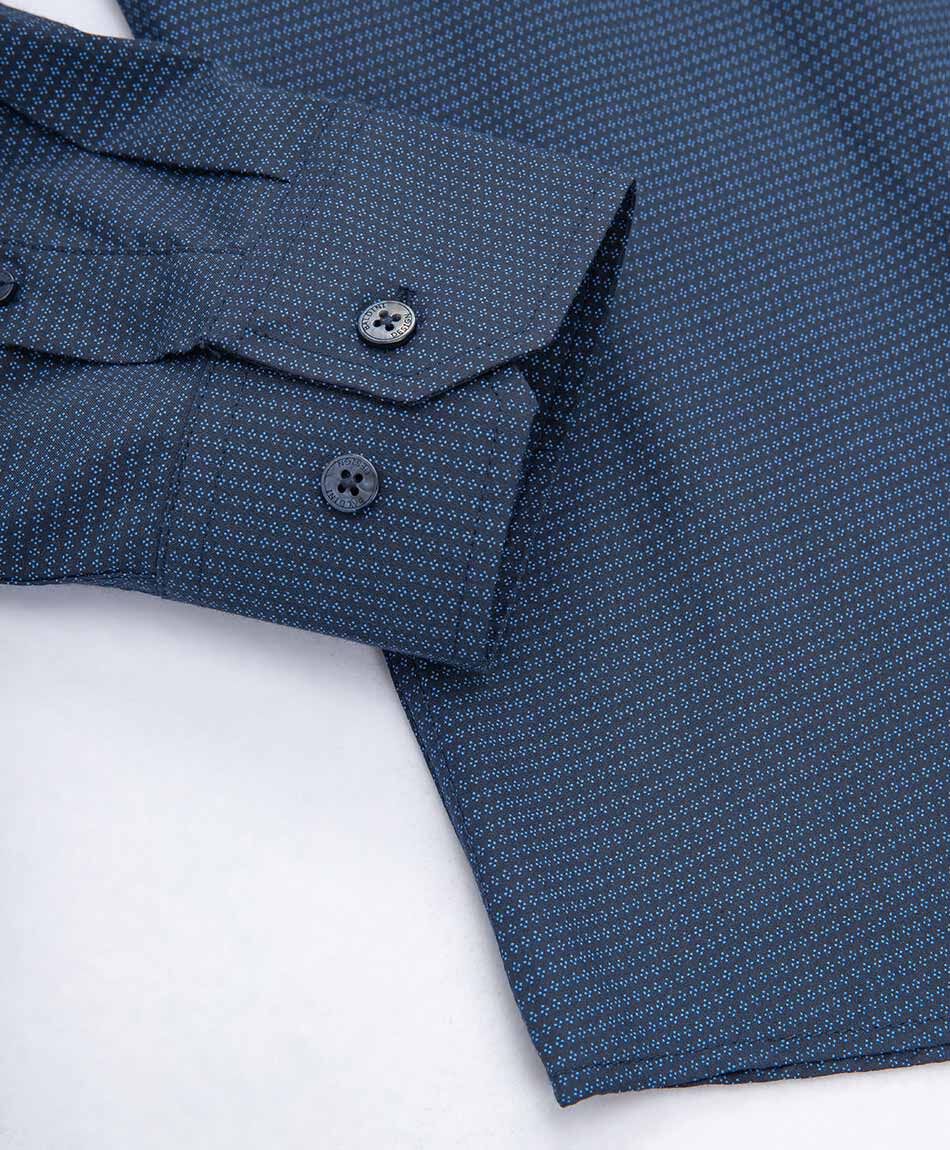 Camisa hombre mini print azul