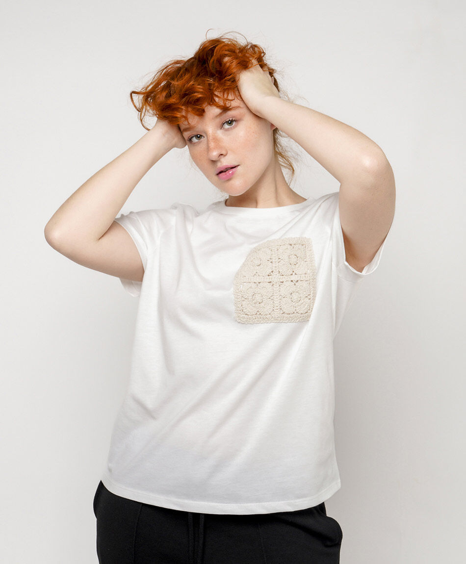 Polera mujer bolsillo crochet