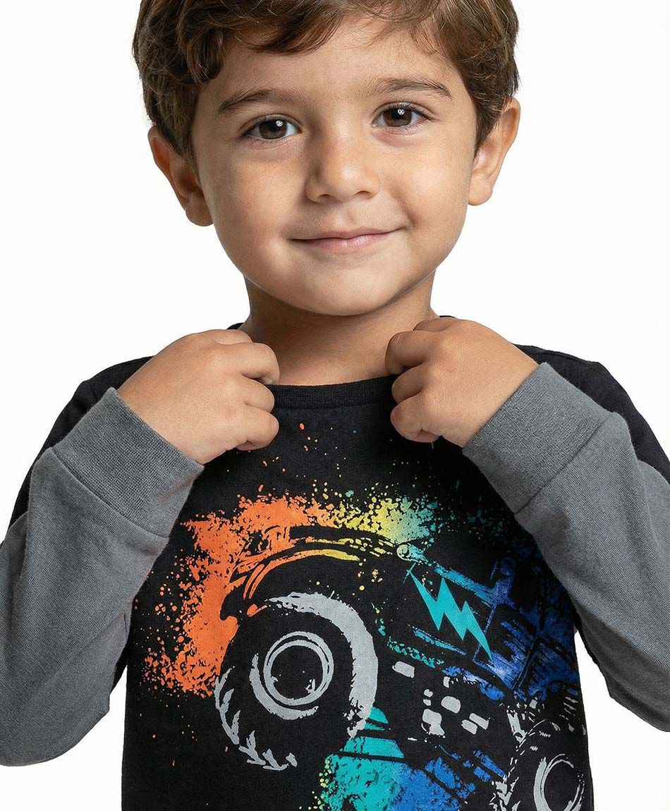 Polera beb&eacute;  estampado monster truck