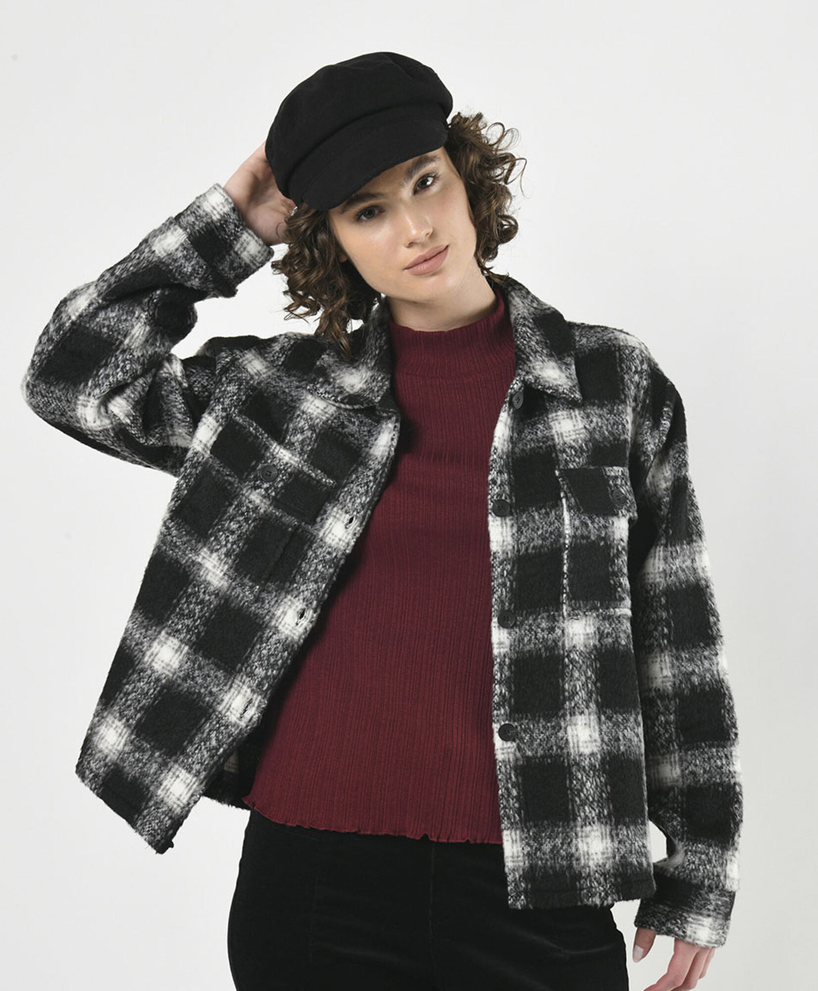 Chaqueta mujer escocesa bolsillos Chaqueta mujer escocesa bolsillos