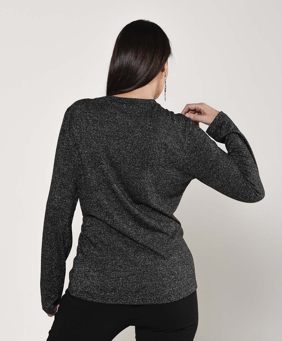 Polera mujer brillante lazo