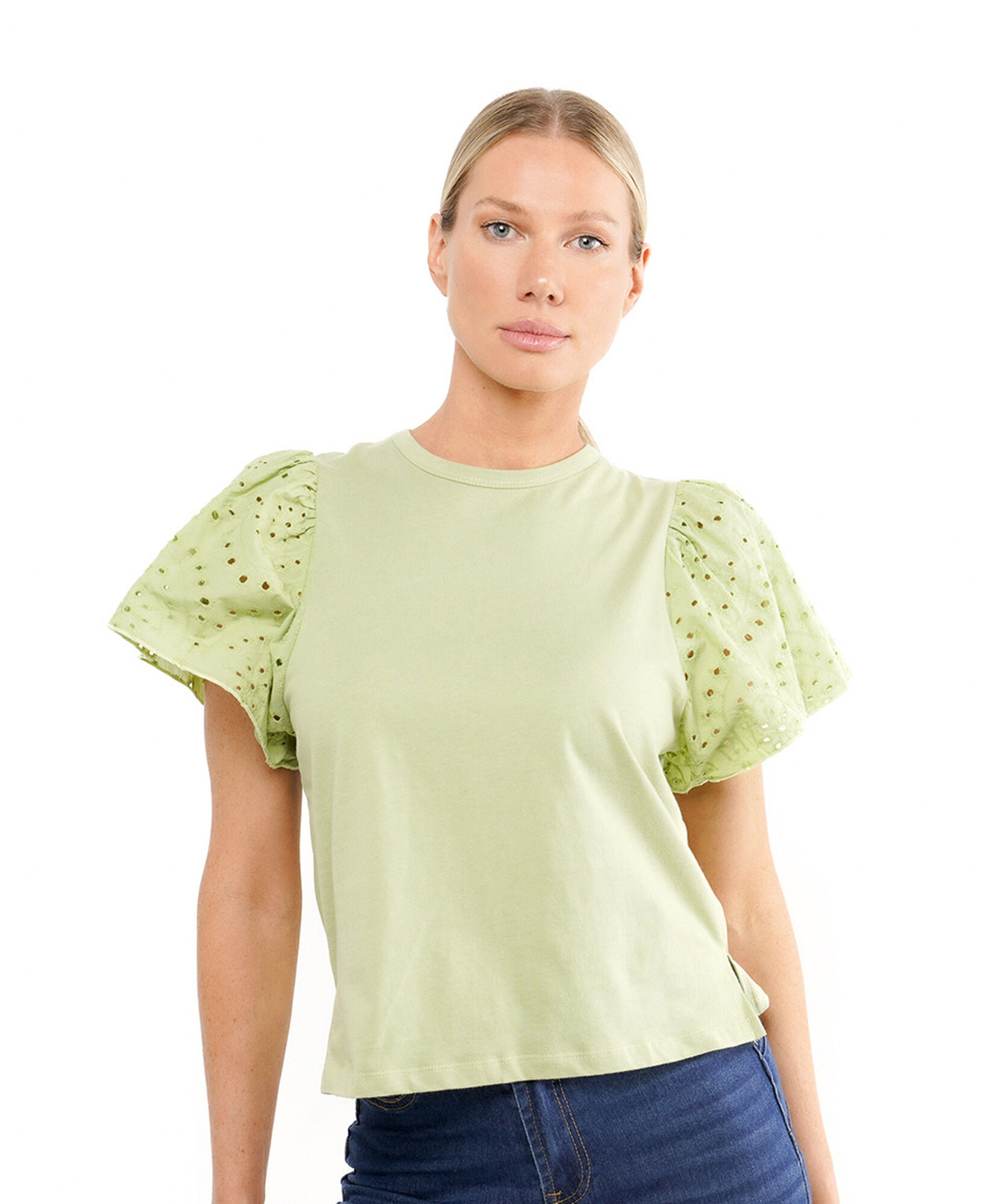 Polera mujer mangas encaje Polera mujer mangas encaje