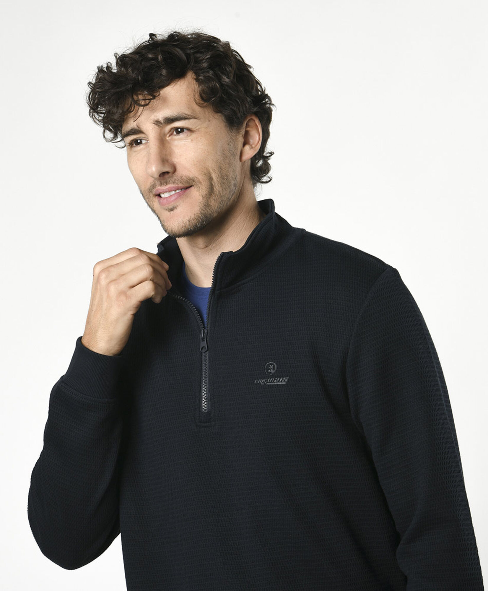Pullover hombre textura cierre medio Pullover hombre textura cierre medio