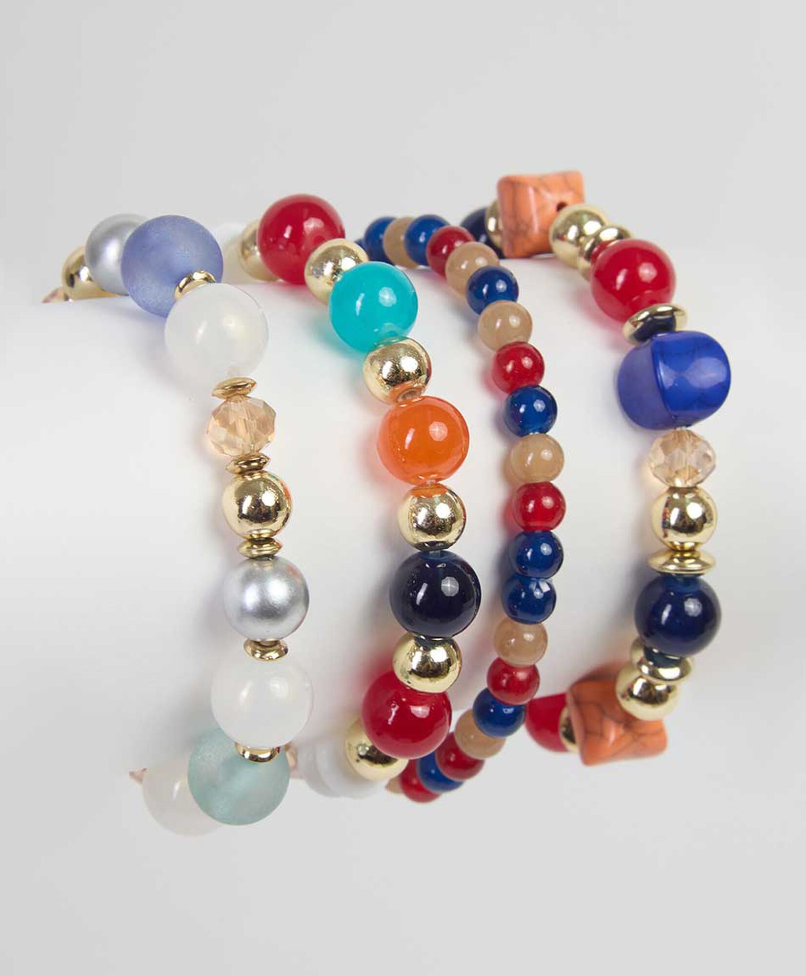 Set 4 pulseras mujer piedras colores Set 4 pulseras mujer piedras colores