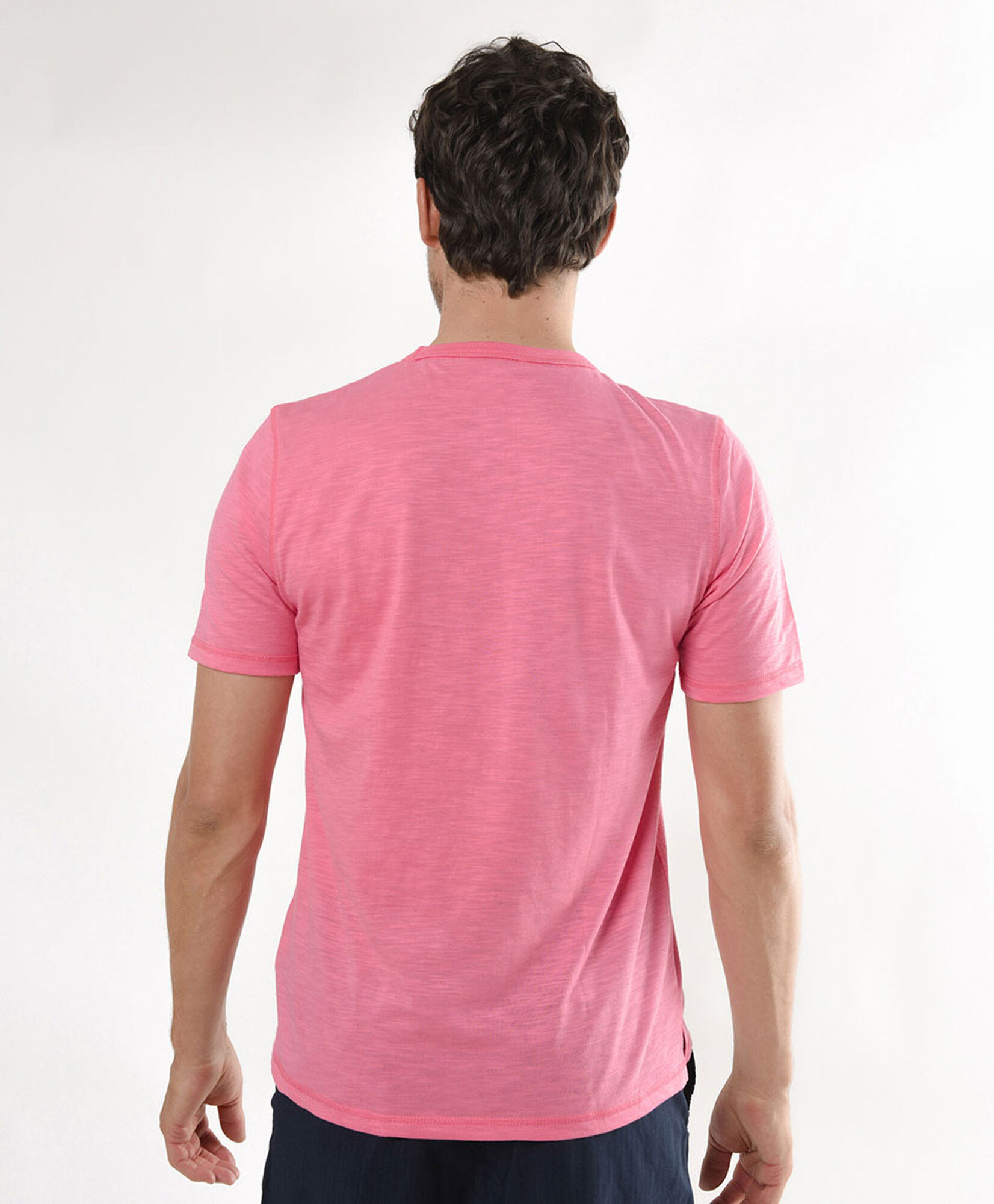 Polera hombre jaspeada bolsillo rosada Polera hombre jaspeada bolsillo rosada