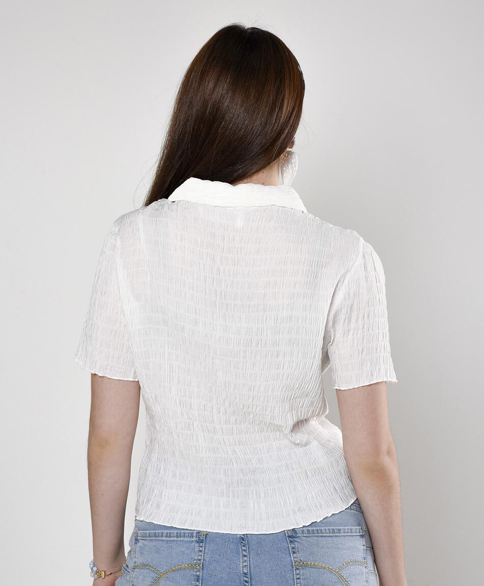 Blusa manga corta cuello camisero