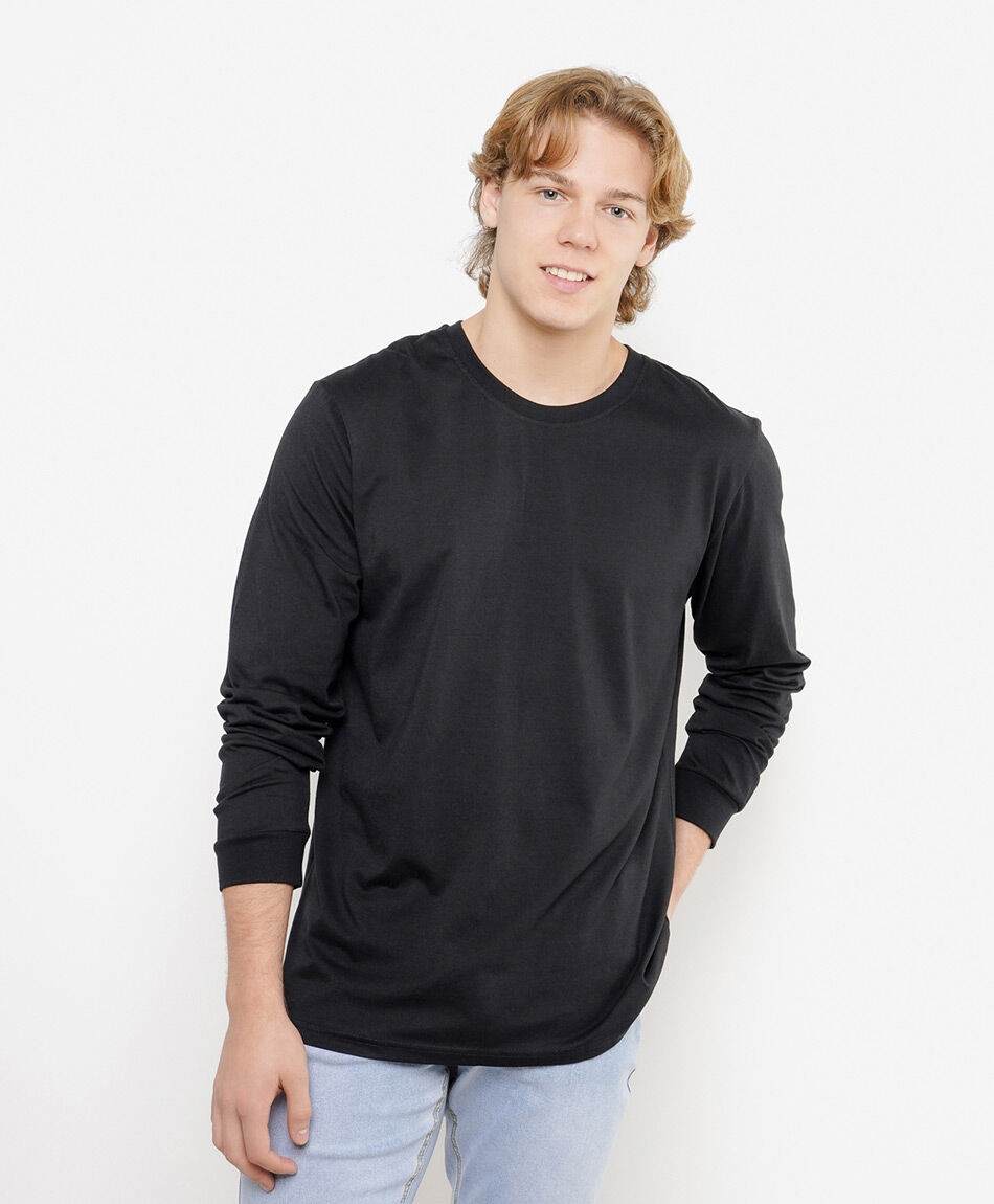 Polera hombre lisa manga larga