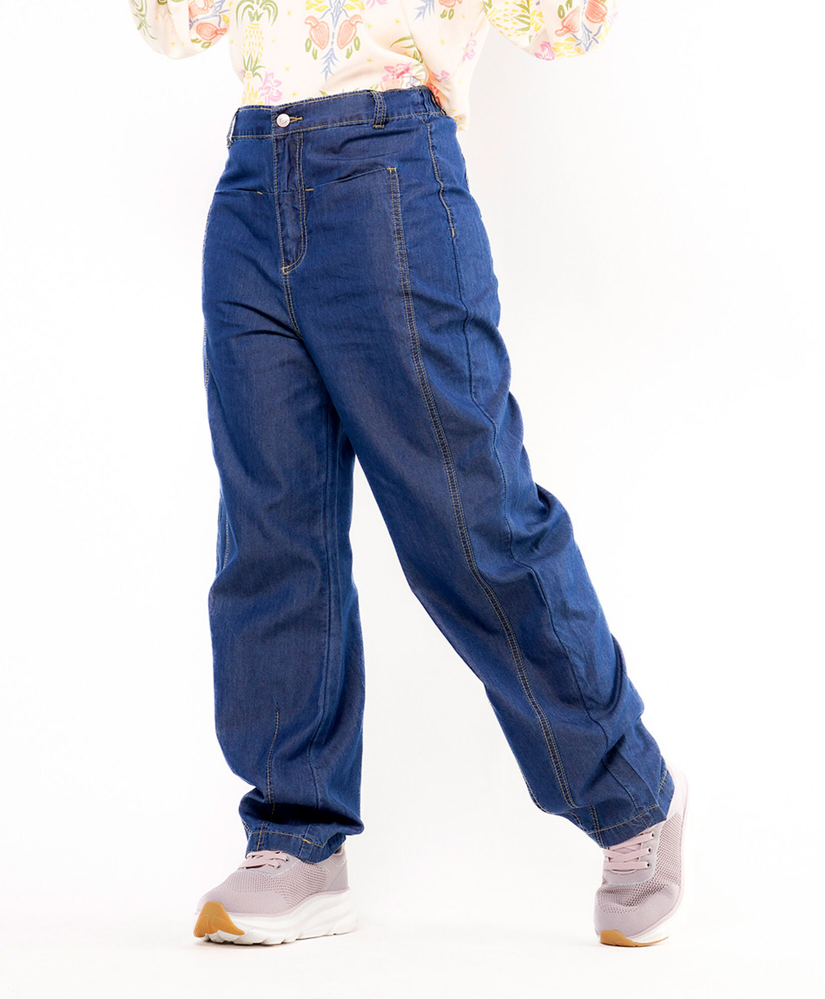 Pantalón mujer tencel costuras Pantalón mujer tencel costuras