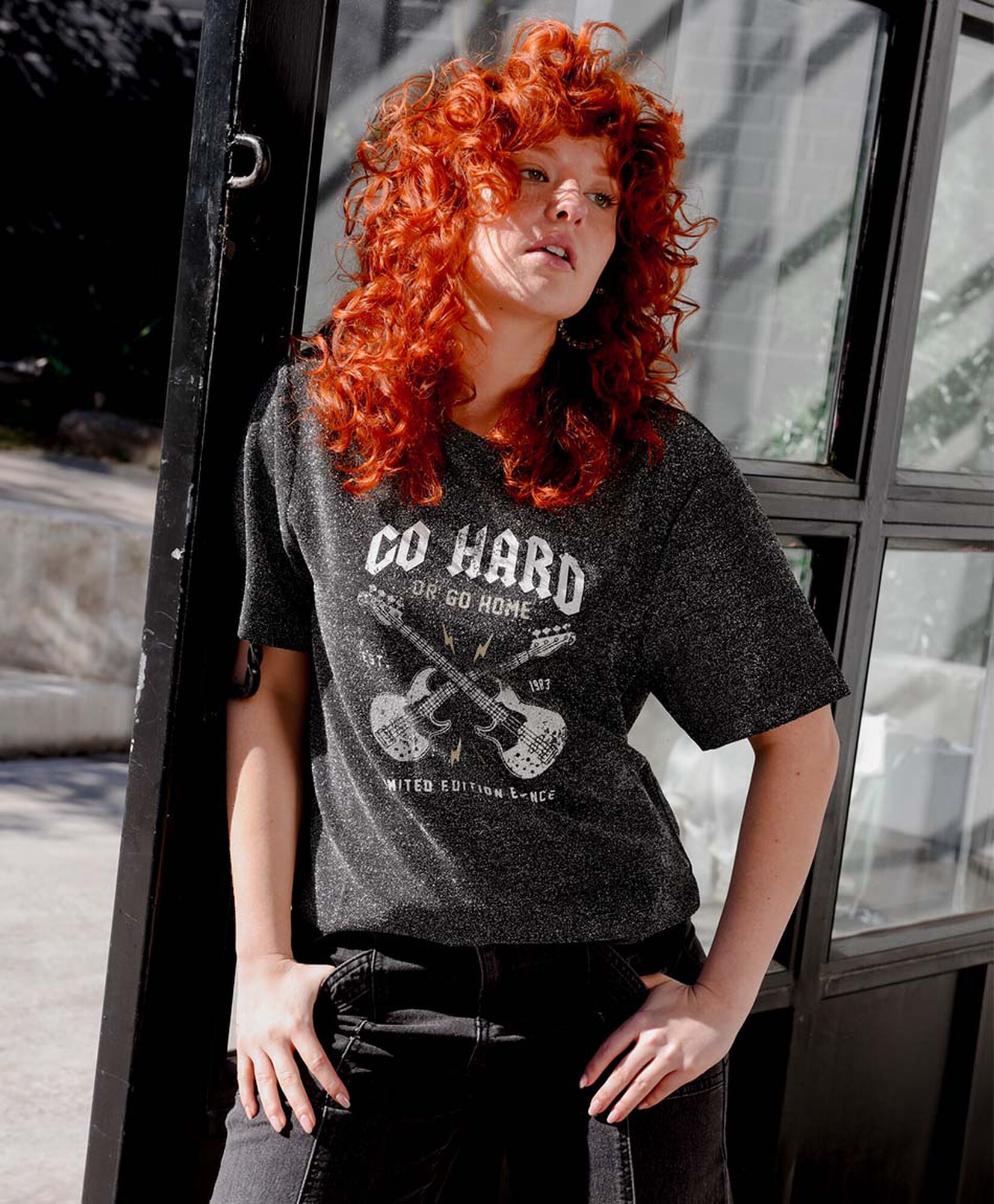 Polera mujer rock brillos Polera mujer rock brillos