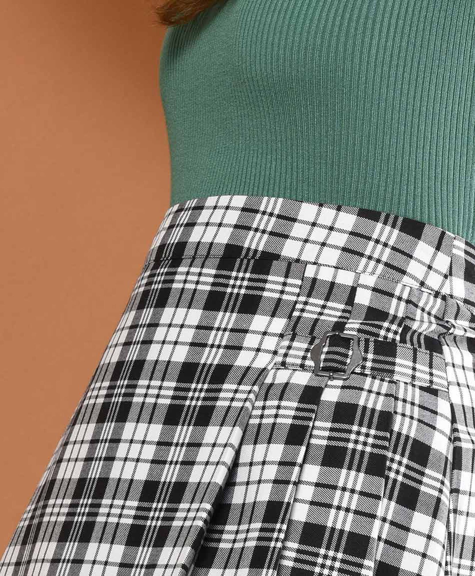 Mini falda mujer escocés plisada hebillas Mini falda mujer escocés plisada hebillas