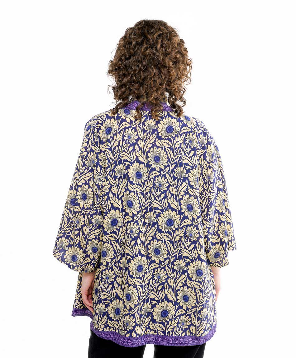 Kimono mujer flores azules