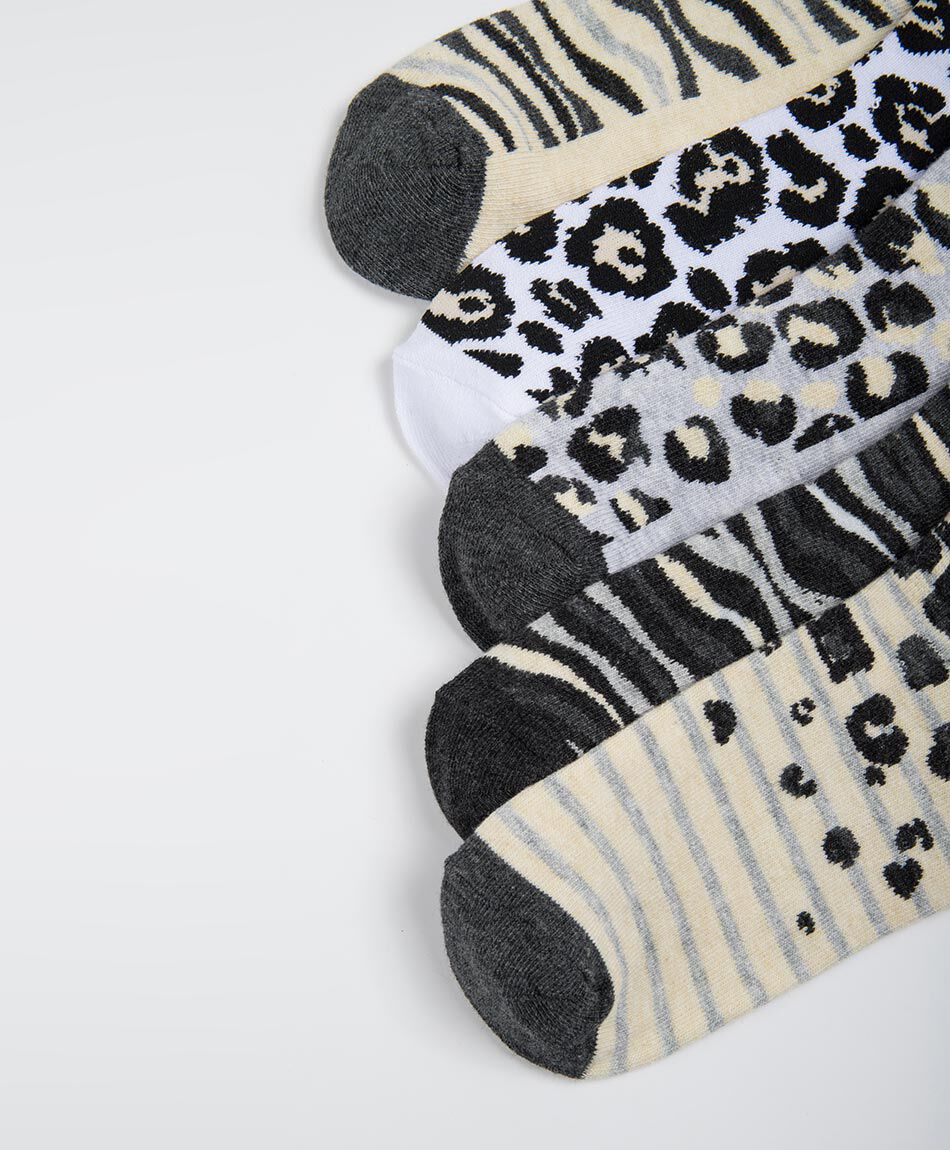 Pack 5 calcetines mujer cortos animal print