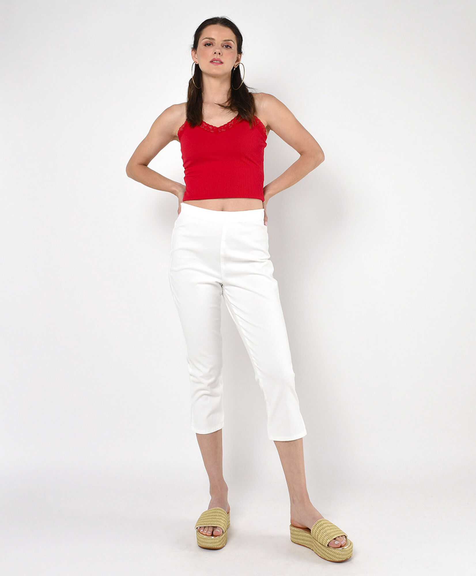 Pantalón mujer blanco capri Pantalón mujer blanco capri