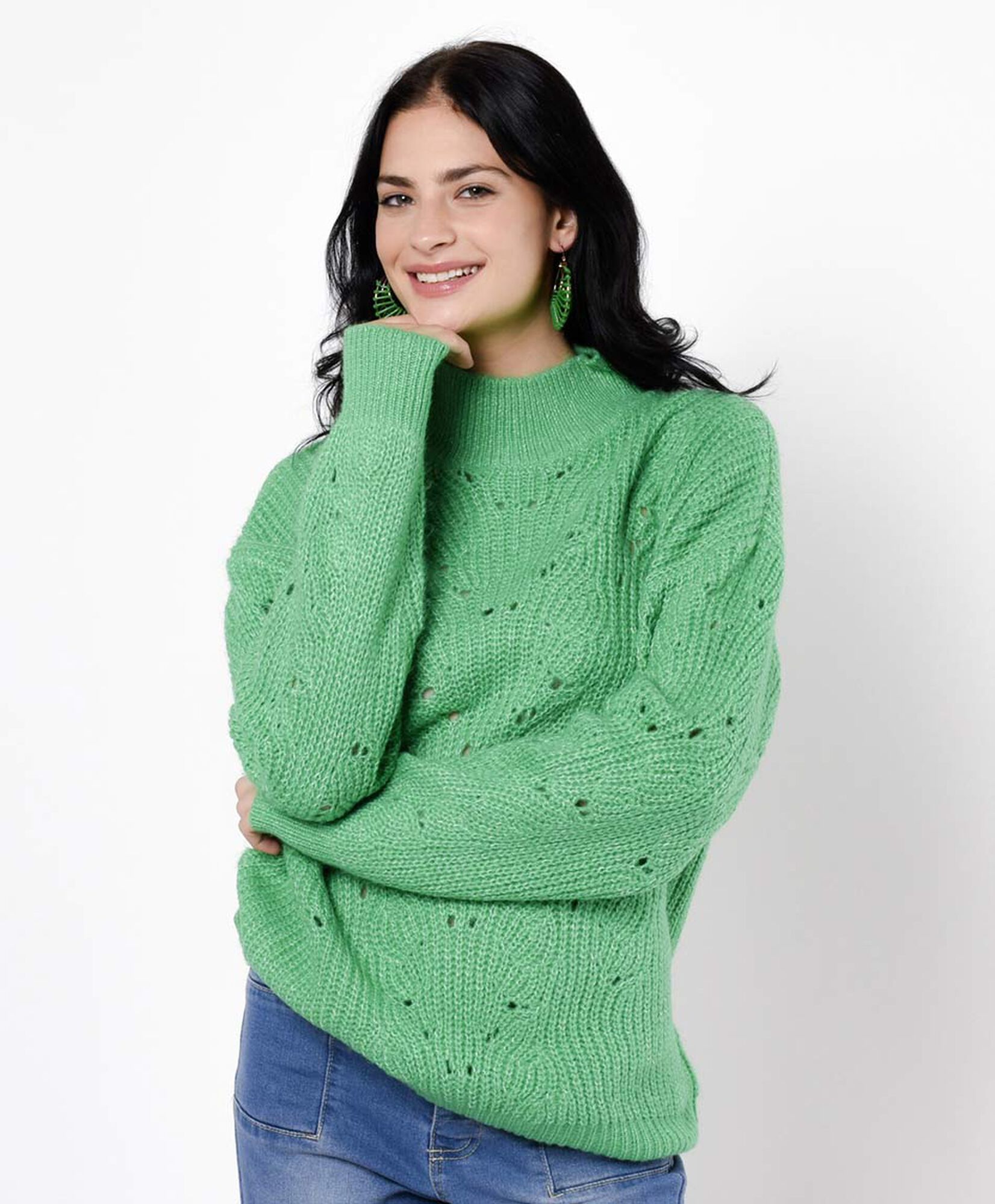 Sweater mujer verde calado Sweater mujer verde calado