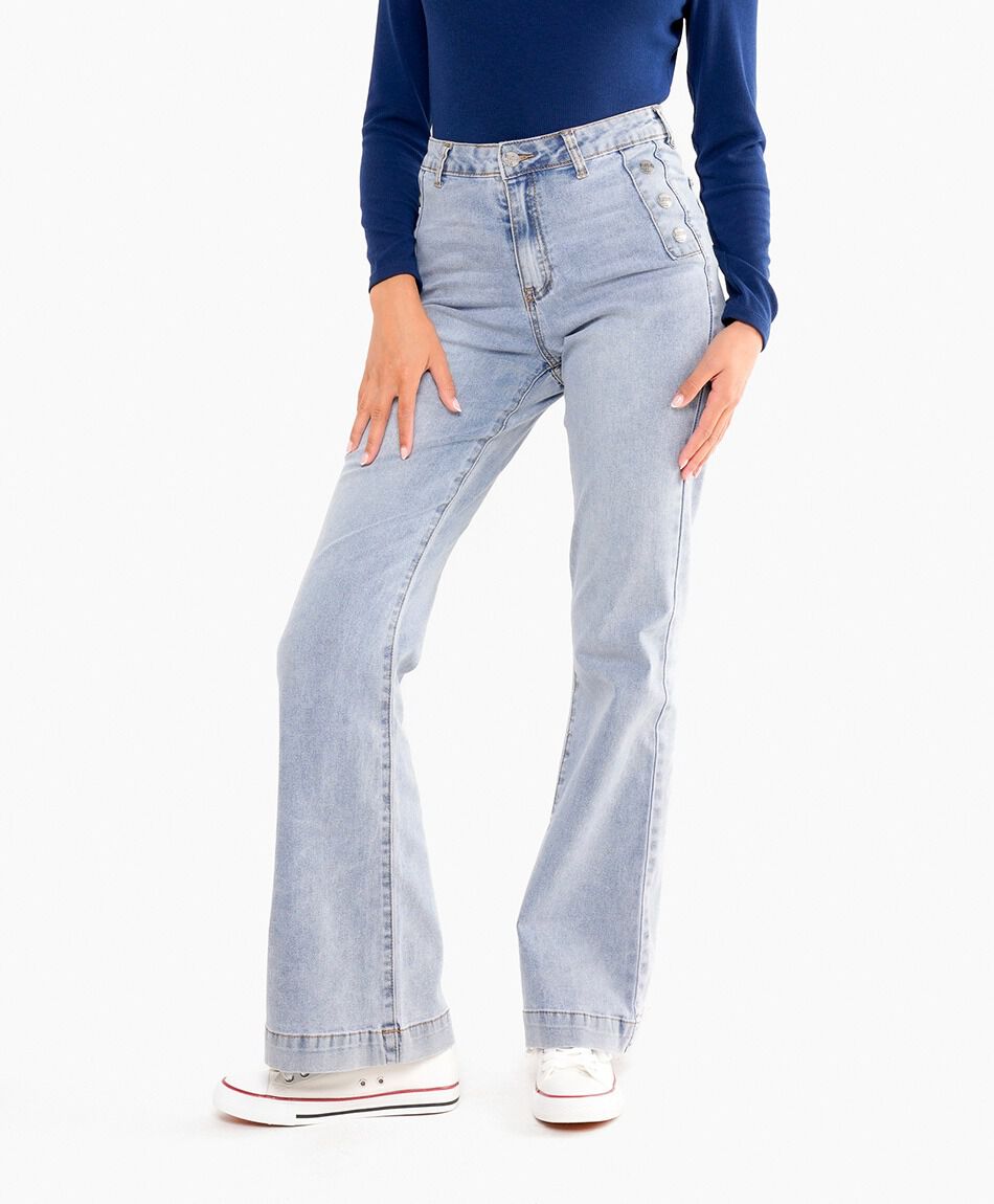 Jeans mujer palazzo bota blue