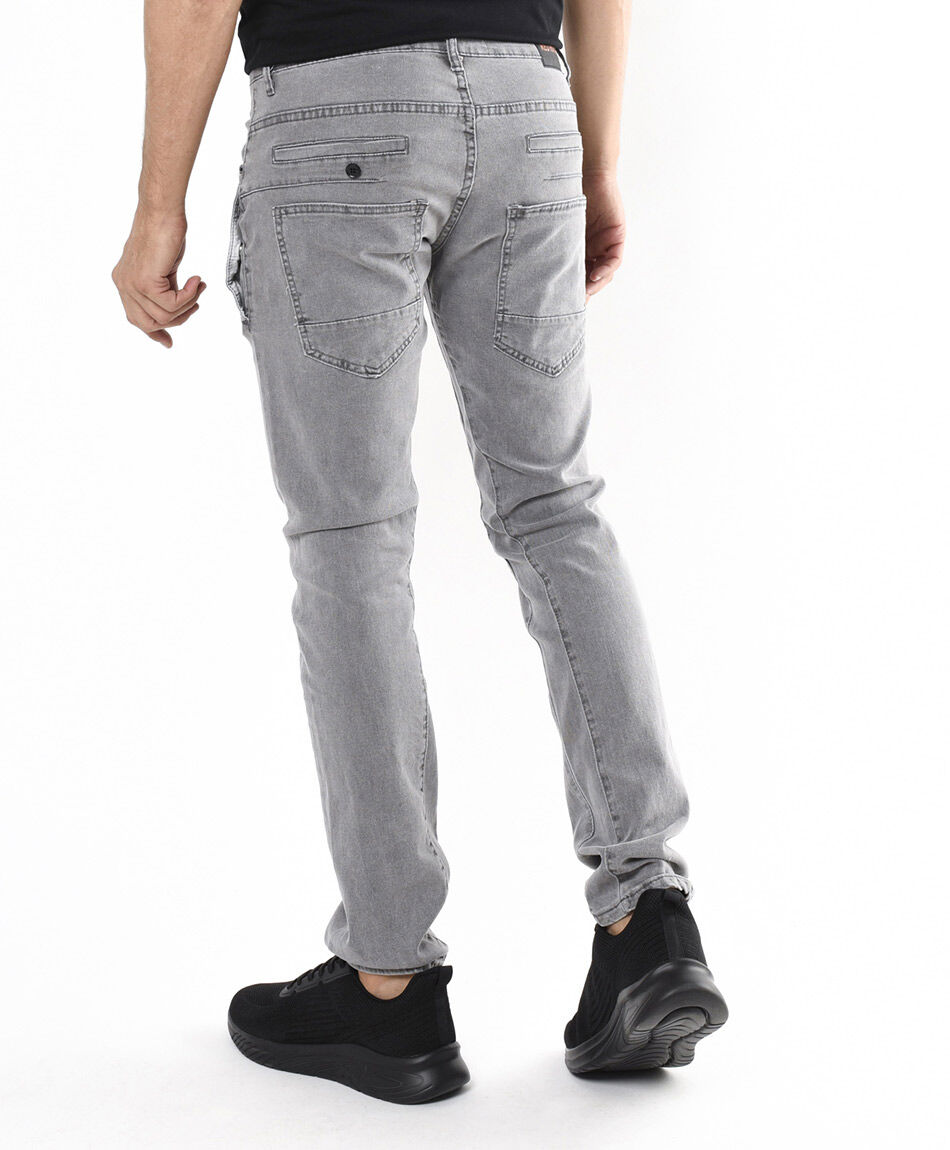 Jeans hombre bolsillos gris skinny fit