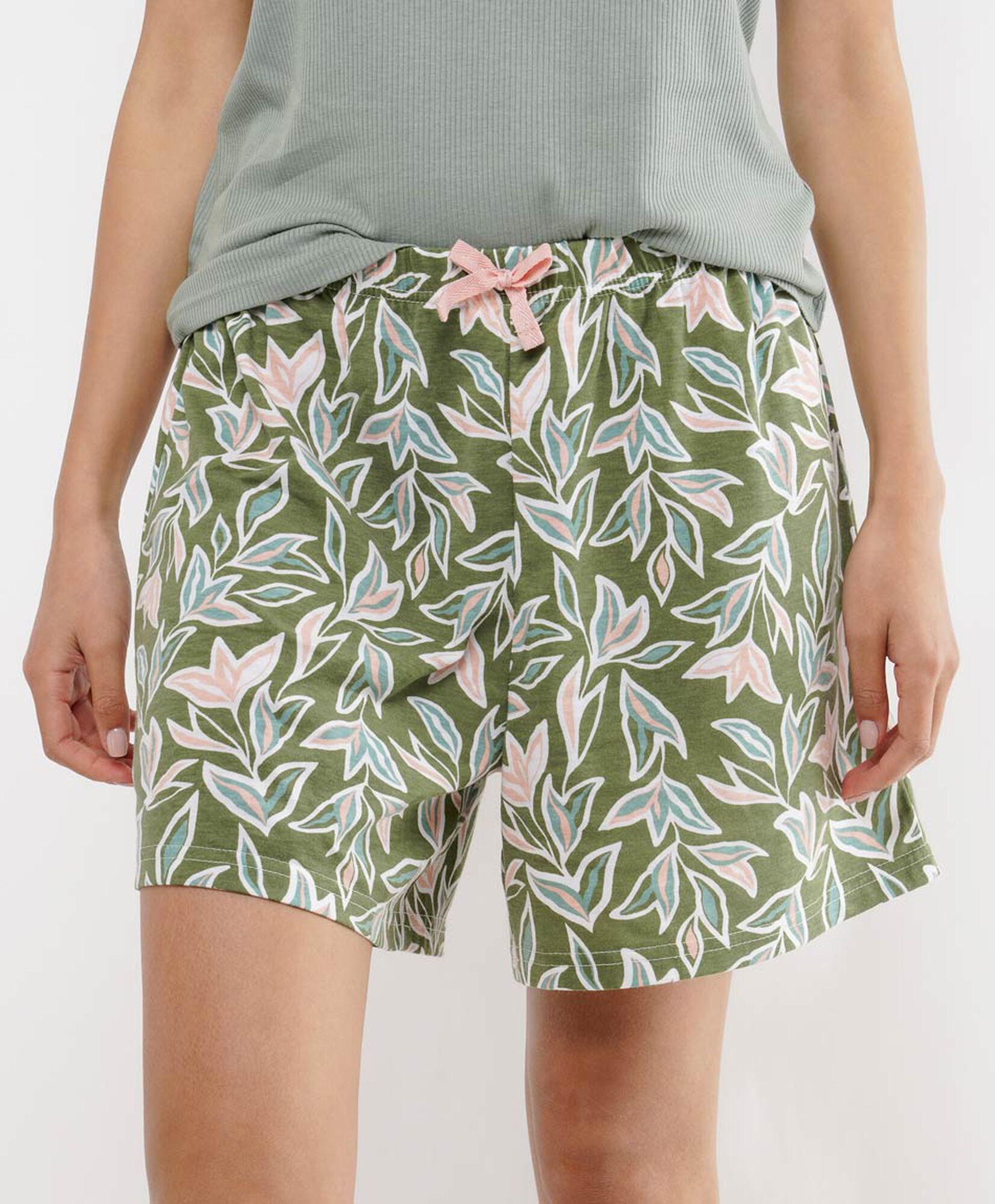 Pijama mujer short floreado verde Pijama mujer short floreado verde