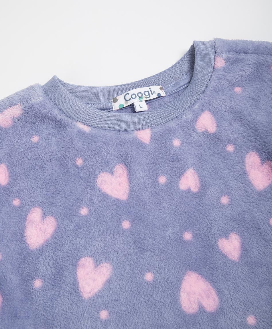 Pijama ni&ntilde;a coral  corazones morado