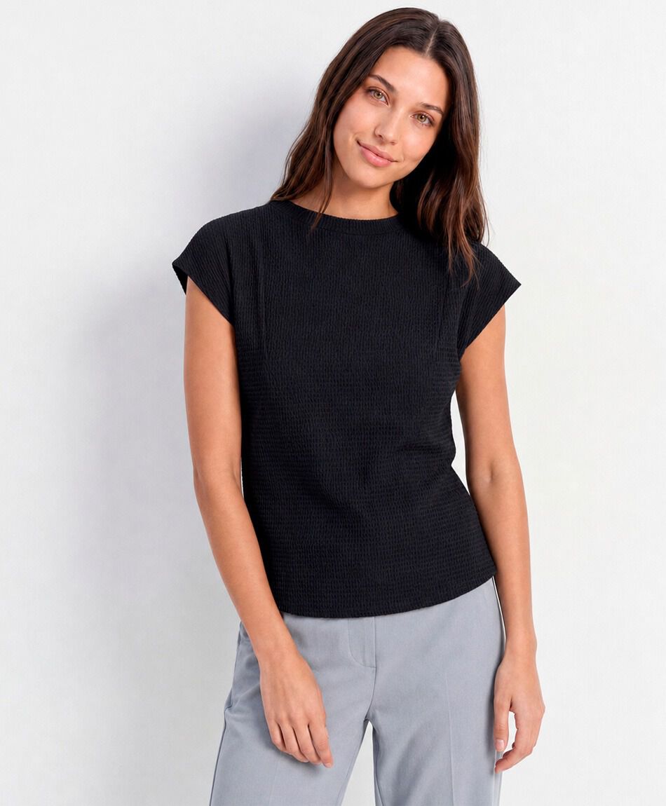 Polera mujer mini cuello textura