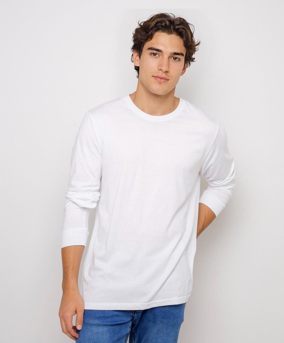 Polera hombre lisa manga larga
