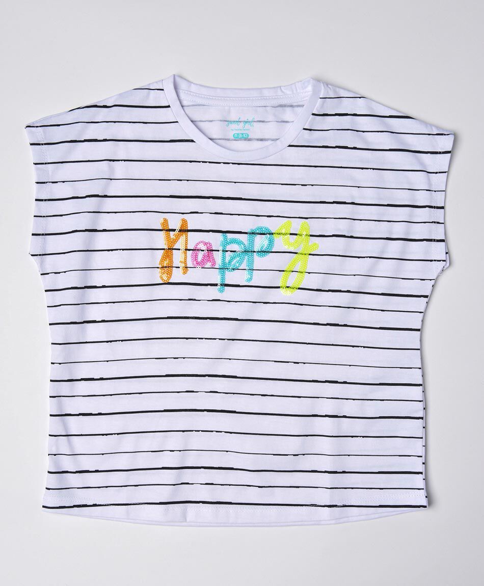 Polera ni&ntilde;a l&iacute;neas happy