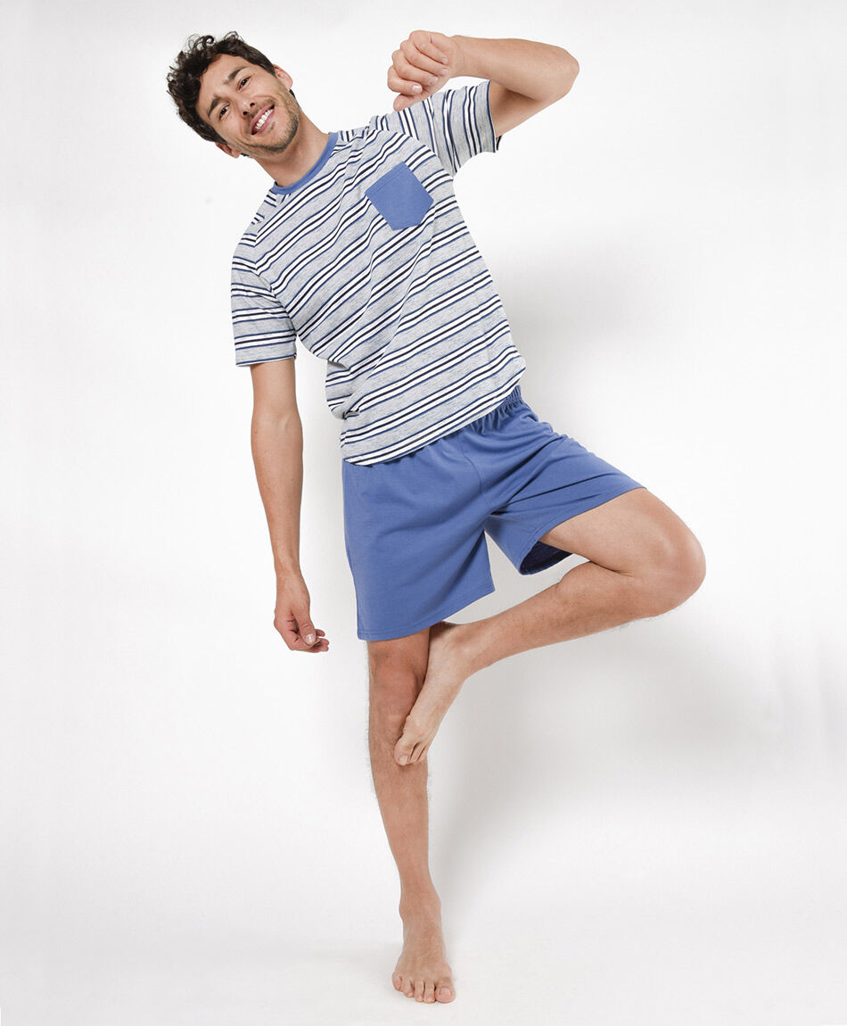 Pijama hombre rayas bolsillo 2 piezas